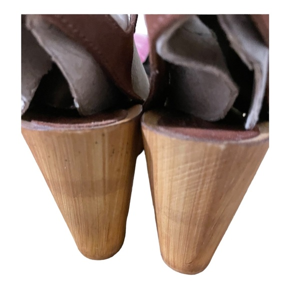 Charles David womens upper leather wood platform heels ankle strap sandals 10.5 - Picture 6 of 12